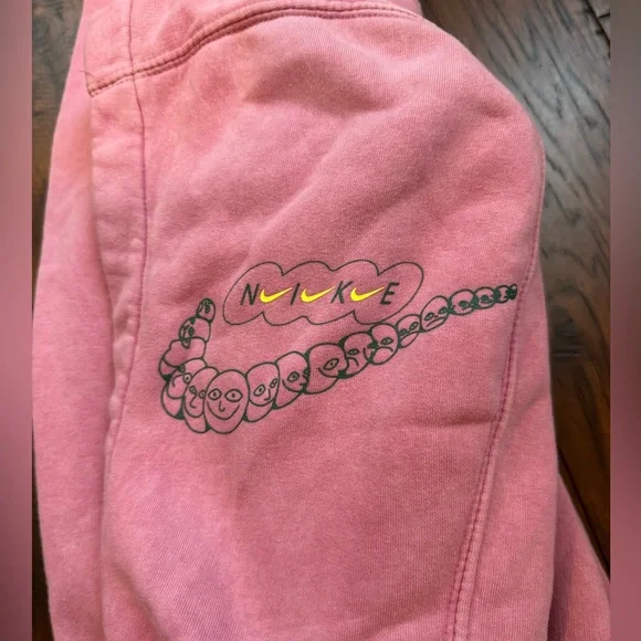 Nike Pink Distorted Swoosh Hoodie Just Do It Graphic Women’s Medium - Picture 7 of 9
